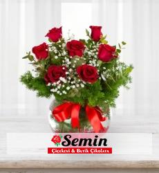Cam Fanus 7 Kırmızı Gül