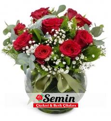 Cam Fanus 9 Kırmızı Gül